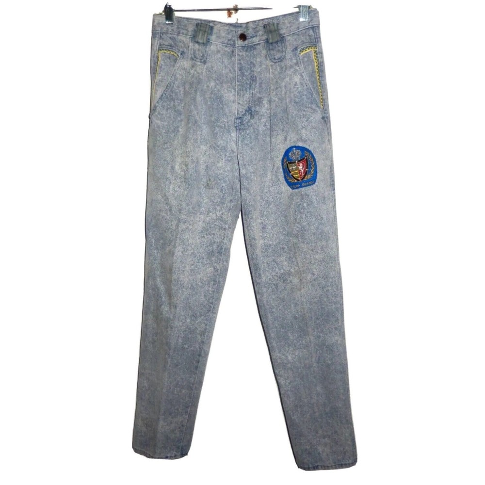 Vintage 1980s Troop Denim Jeans Mens 28 x 33 1/4 Acid Wash Urban Hip Hop Pleated